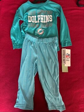 Kids Teal Pajama Set - Official NFL Dolphins Team Sleepwear